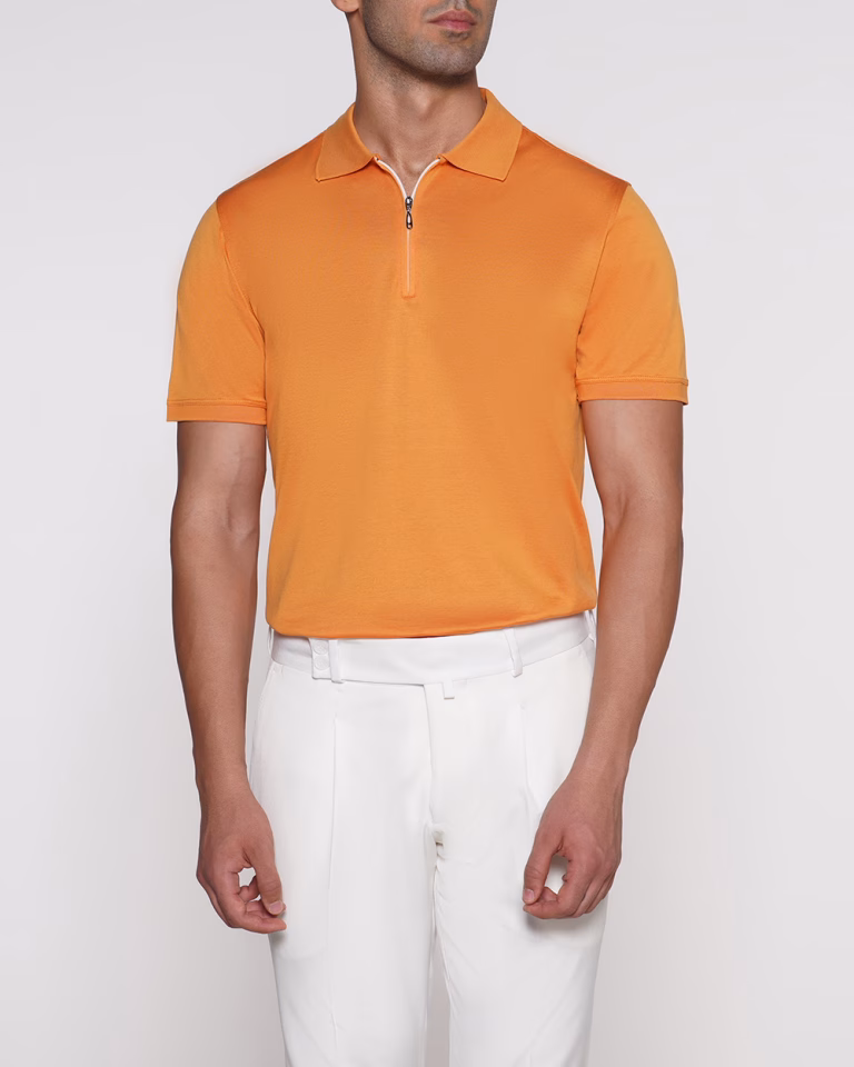 تیشرت D26 یقه زیپدار پرتقالی