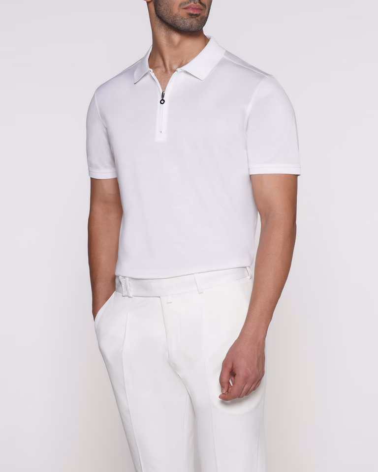 تیشرت بازلی D26 یقه زیپدار سفید