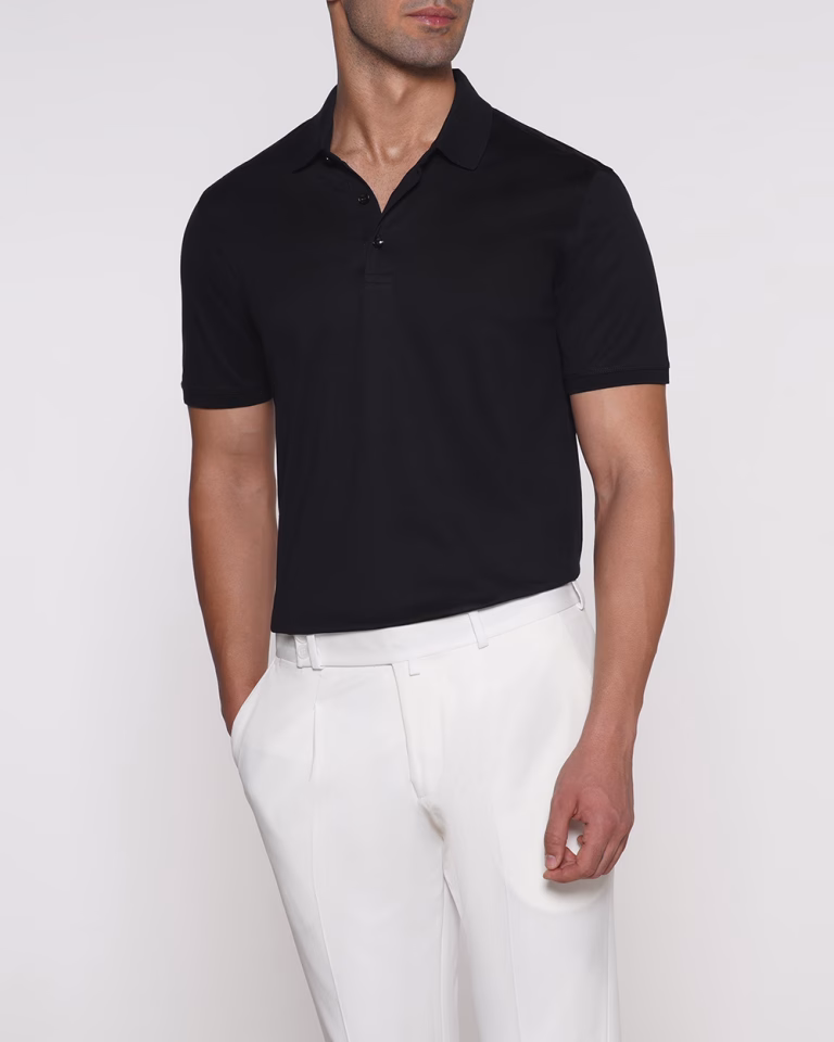 تیشرت بازلی D31 یقه دکمه دار مشکی L