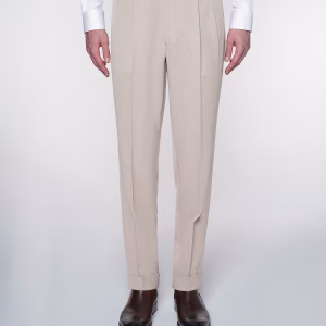 شلوار مردانه  Stefano Style T129 پلیسه پاکتی کرم